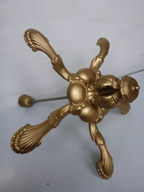 Pieces From Old Ceiling Hanging Lamp Art Deco Rococo Style 5 Arms F.Glass Bowls