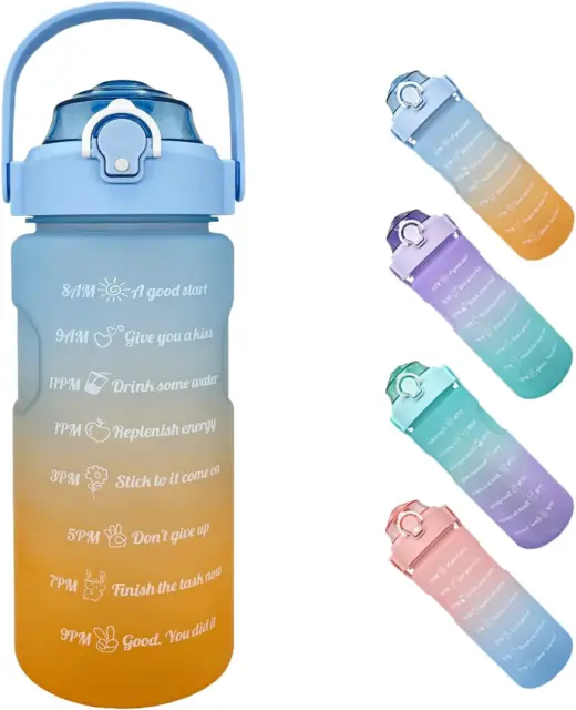 Hydracy Borraccia con Indicatore del Tempo e Cannuccia - 1 L Bottiglia a  Prova di Perdite senza BPA - con Manicotto Anticondensa - Ideale per Sport  e Attività all'aria Aperta