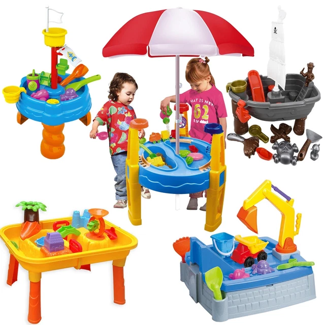 Sand and Water Table Garden Sandpit Play Set Toy with Umbrella Sand Toys Bucket