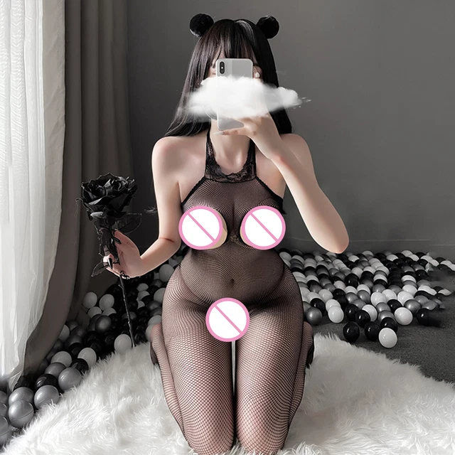 Calze Alte Elastiche Dettagli Collo Schiena Nuda Sexy Rete Cinetto Aperto
