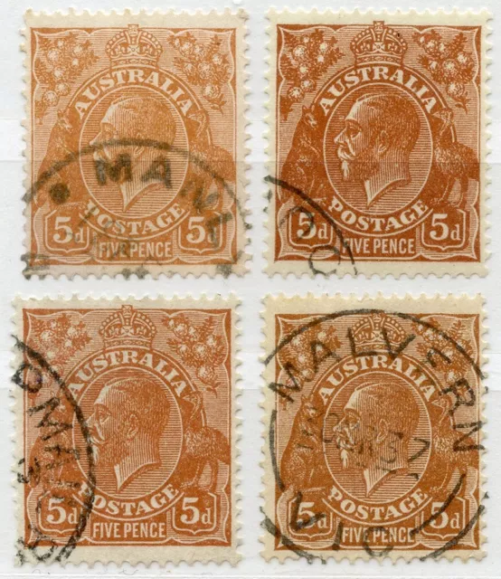 5d KGV Acsc 127A/B/C/D CA WMK 4 LISTED SHADES VFU SUPERB.