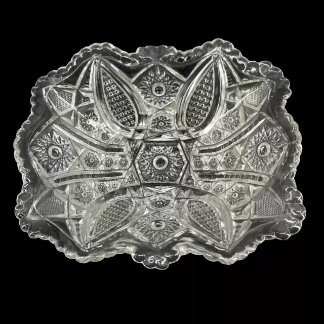 EAPG Indiana Glass Pressed 10" Clear Paneled Daisy Star Fruit Serving Bowl MCM