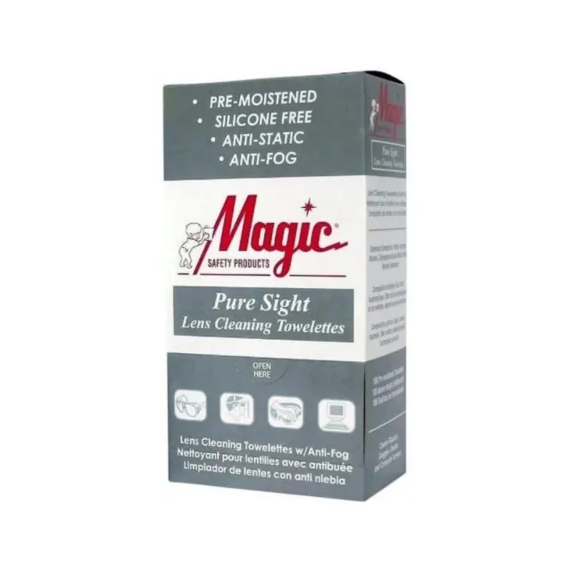 Magic Safety Pure Sight Lens Cleaning Towelettes Anti-Fog Formula 100/Box