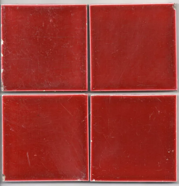 Red Burgundy Original antique reclaimed Field tile set of 4 3'x3'