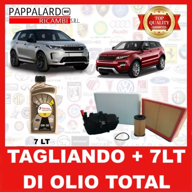 Kit Tagliando 4 Filtri + 7 Lt Total 0W30 Land Rover Evoque Discovery Sport 2.0 D