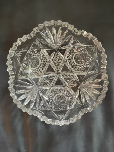 ABP American Brilliant Cut Glass Hawkes. 8” X 3” Sawtooth Bowl
