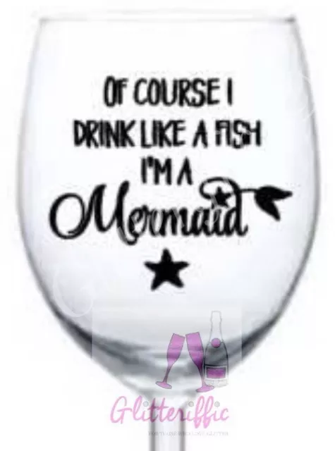 X2 Drink Like A Fish I'm A Mermaid Vinyl Decal Sticker For Diy Wine Glass Gift