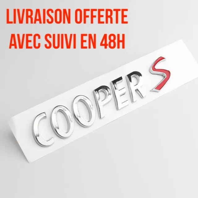 Logo Cooper s mini badge chrome lettrage emblème coffre arrière