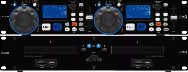 Monacor IMG STAGELINE CD-230USB DJ-Dual-CD- und MP3-Spieler Audio, Mischpulte