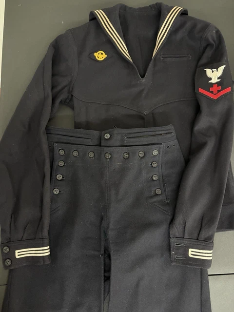 WORLD WAR II Era Pharmacist's Mate Third Class US Navy Uniform £63.02 ...