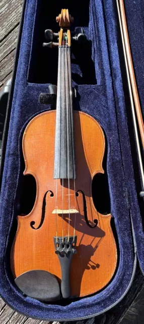 Old Vintage German Copy Of Antonius  Stradivarius Violin 3/4 Sized Kit Fiddle