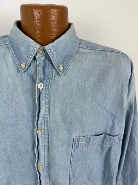 Vintage 90s Croft Barrow Corporate Casuals Denim Shirt Mens XL Blue Long Sleeve 3