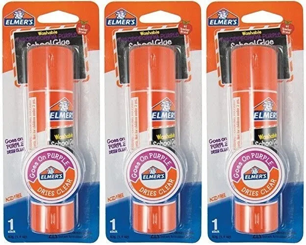 Elmer's Giant Disappearing Purple Washable School Glue Sticks, 3 Count