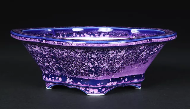 Bonsai pot by Heian Senzan Kiyomizu-ware Purple porcelain Small from japan