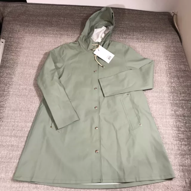 Stutterheim Stockholm Jacket Women Small Hoodie Unisex Mosebacke Green Rain Coat