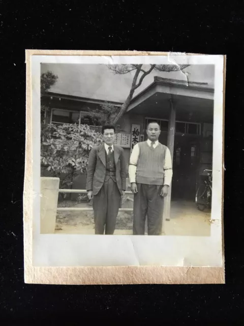 #3094 Japanese Vintage Photo 1940s / suits man group people landscape