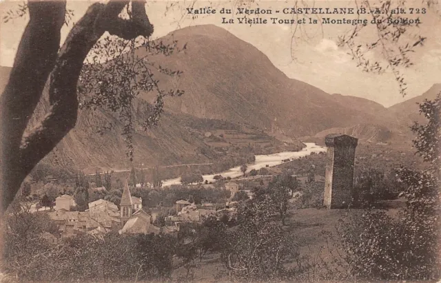 Vallée de VERDON  - CASTELLANE - la vieille Tour et la Montagne du Robion -