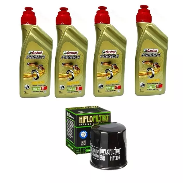 Kawasaki Vn 1600 Tagliando 4 Olio Castrol 10W40 Power 1 Filtro Olio Hiflo Hf303