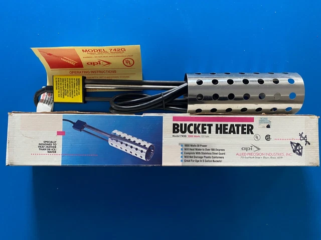 API Allied Precision Inc Model 742G livestock Bucket Farm Heater 1000 Watts