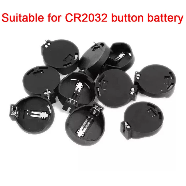 CR2032 Button Cell 3V Battery Socket Holder 3V Battery Recharge Plastic Black