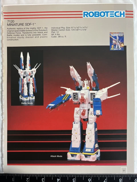Rare vintage print ad Robotech,￼ SDF-1 fortress , Battloids, Matchbox Catalog 51