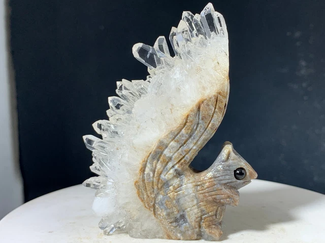 Natural crystal cluster mineral specimen, hand-carved by squirrel  60g