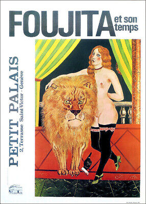 Foujita Mujer Con León Petit Palais Exhibition 1978 Póster 16 x 11