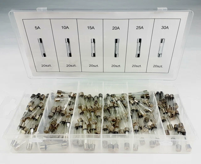 120tlg Assortiment Fusible Fin Gerätesicherungen Fusibles Verre 5-30A 6,3X32