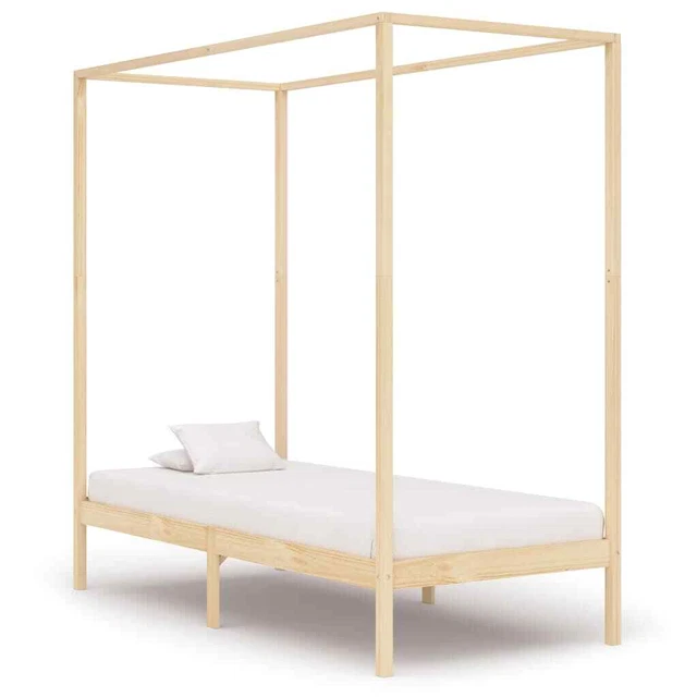 VIDAXL CANOPY BED Frame without Mattress Solid Wood 100x200 cm £116.36 - PicClick UK