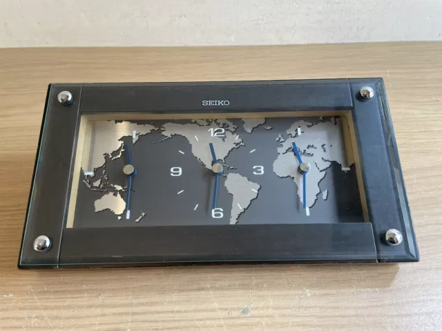 Vintage Seiko World Desk Clock Mantle Clock Model QXG121BN Full Working Order