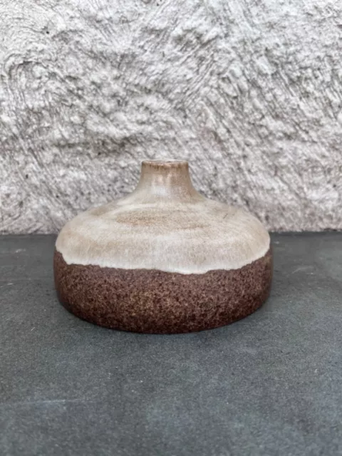 Alvino Bagni Raymor Low Vase Cream Brown Glaze Italy Bitossi Aldo Londi