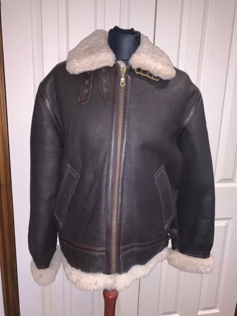 LINEA PELLE AVIATOR Flight B 3 Italy Bombers Leather Shearling Jacket Mens 2XL 129.99 PicClick UK