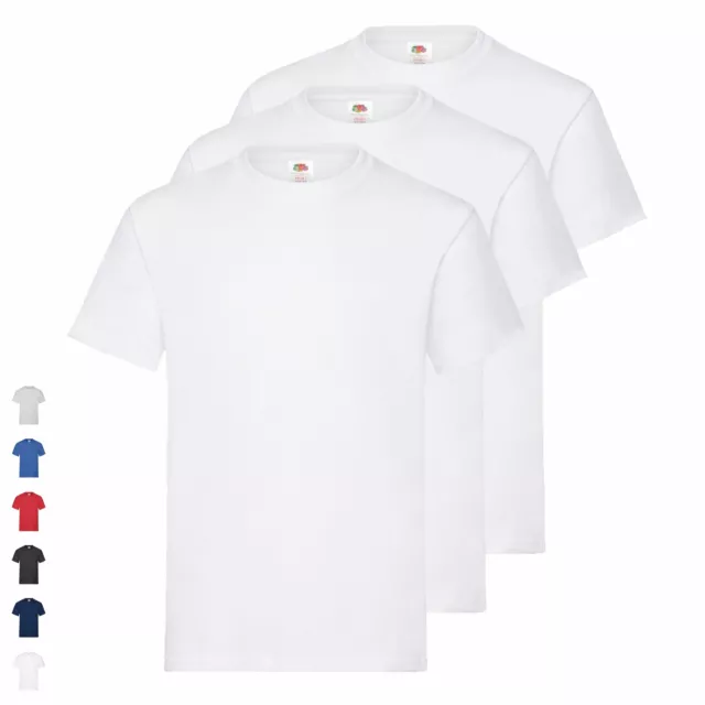 Confezione da 3 Fruit of the Loom Heavy T t-shirt uomo base unisex NUOVA