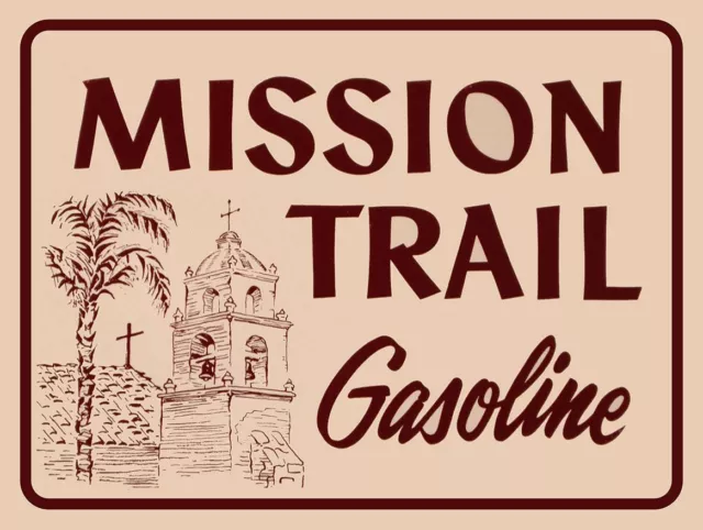 Mission Trail Gasoline Church 16" Heavy Duty Usa Made Metal Gas Advertising Sign