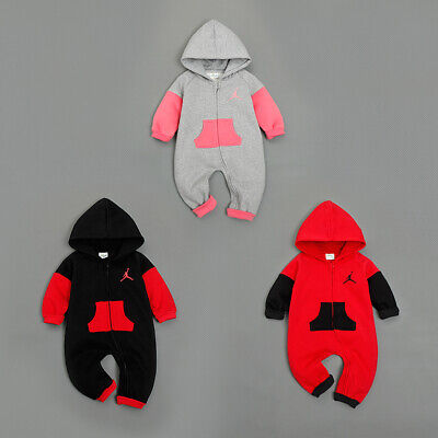 Newborn Baby Boy Girl Kids Hooded Wool Romper Jumpsuit Bodysuit Clothes Outfits