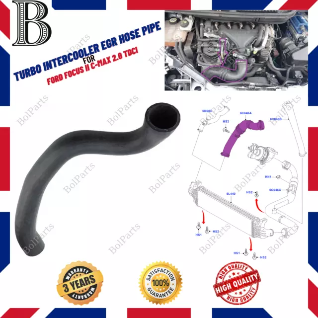 Intercooler Turbo Hose Pipe for Ford FOCUS II C-MAX 2.0 TDCI 1530297 6M516K863JA