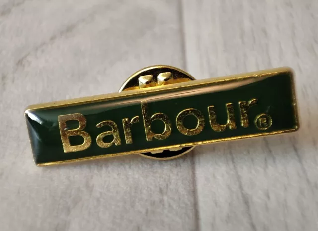 New Barbour Green & Gold Bar Enamel Lapel Pin Badge Rare Brooch Official Genuine