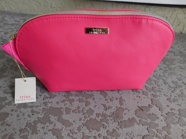 NWT  TRINA TURK Pink Orange Floral Zip Cosmetic Toiletry Makeup Travel Bag Case