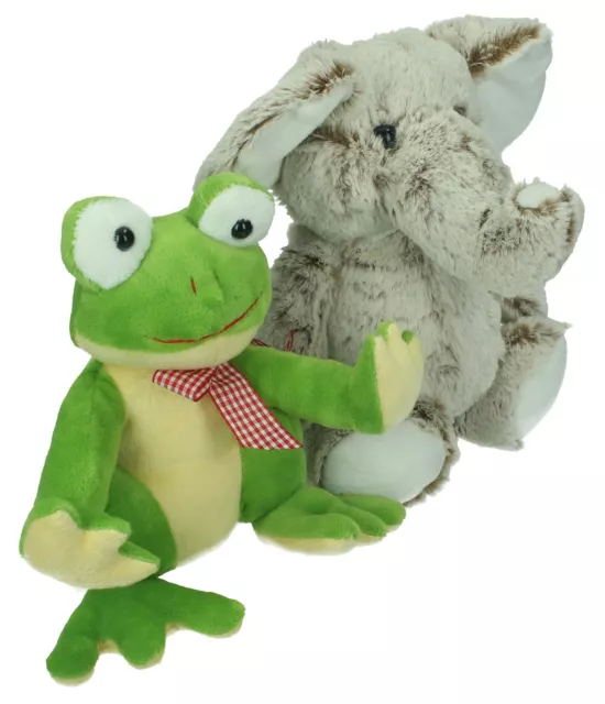 Betz Plüschtier Set 2 Stück Kuscheltiere Stofftiere FROSCH und ELEFANT 2