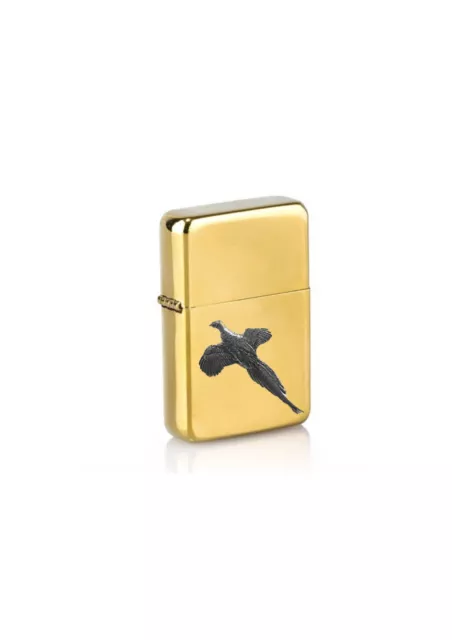 PPD Pheasant Bird Pewter Pendant On a petrol wind proof gold Lighter