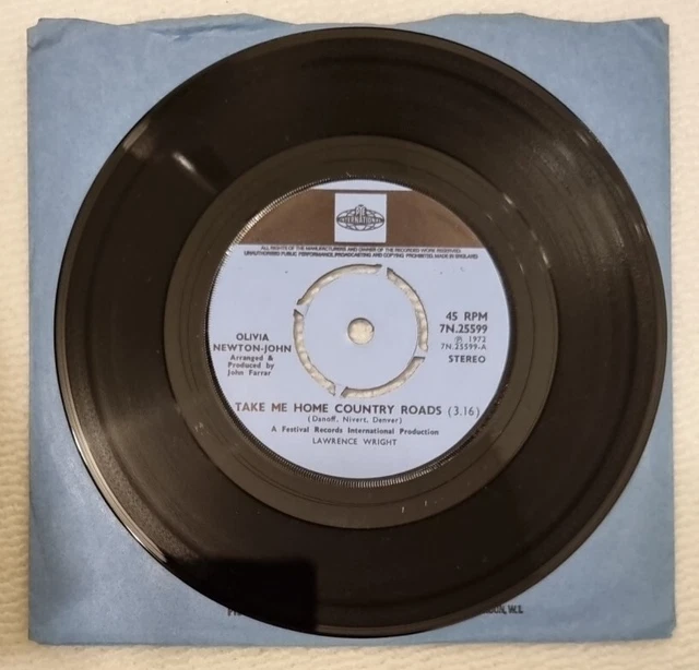 Olivia Newton-John - Take Me Home Country Roads - EX/VG 7" vinyl record 1972