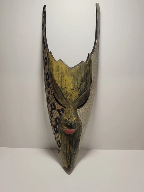Bali Ethnic Wood Carved Tribal Mask By Sejati About 17"..........