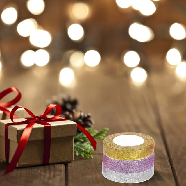 3 rollos de cinta de regalo conveniente paquete multifunción cinta cortable
