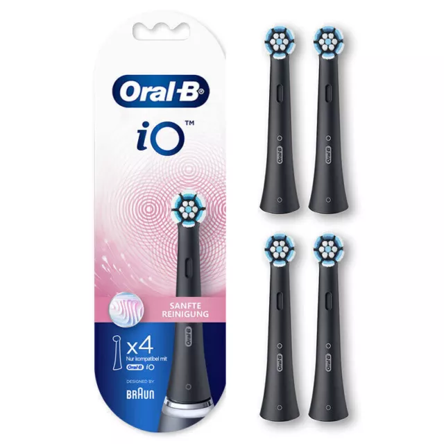 Genuine Oral-B iO SANFTE REINIGUNG Replacement Brush Heads - Black - (4 Pack)