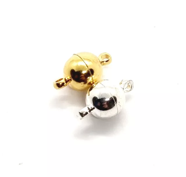 10 Silver / Gold Plated Magnetic Clasps Round Ball - Very Strong