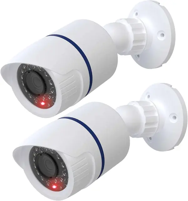 2x Dummy Security Camera Fake Waterproof LED Flashing Light Surveillance Outdoor
