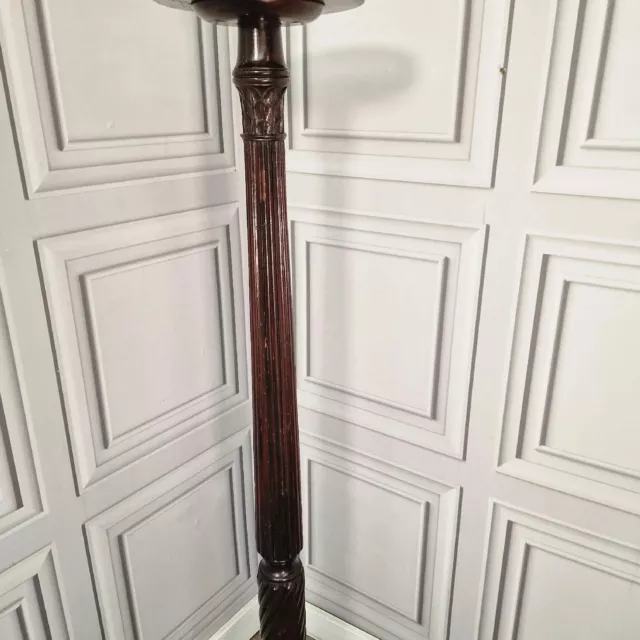 Antique Victorian Tall Wooden Carved Torchere Plant Stand Candle Table Mahogany 3