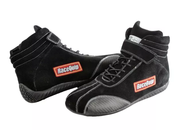 RaceQuip 30500115 Size 11 1/2 Euro Carbon L-Series SFI Black Suede Racing Shoes