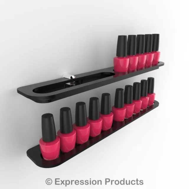 TWO Nail Polish Display Holders, Wall Mount Nail Varnish Stand for 20 Bottles