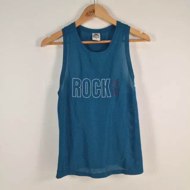 Rockwear womens tank top size 8 blue sleeveless round neck solid 042788